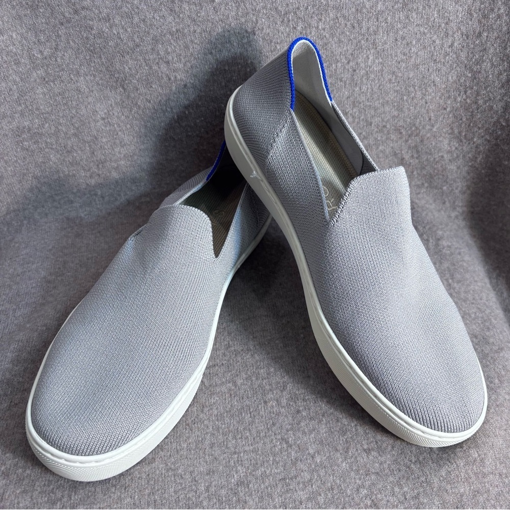 Rothy’s Sz 10 The Original Slip-On Loafers Rubber Sole Machine Washable In Grey